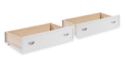 Quinn Trundle Drawers for Bed or Bunk, Set of 2 - White | Ensemble 2 tiroirs gigognes Quinn pour lit ou lits superposés - blanc