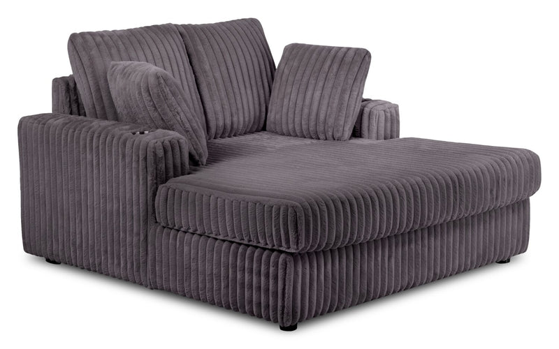 Fauteuil long de détente Kenny de 52,8 po en tissu de fausse fourrure très douce - gris 