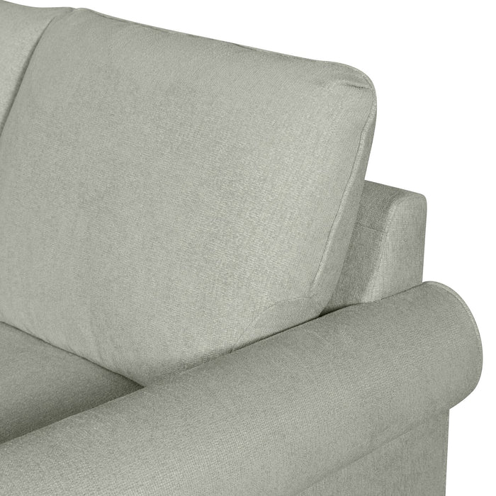 Sofa-lit sectionnel de droite Haven de Scott Living 4 pièces en tissu de chenille avec fauteuil long de rangement - bleu écume de mer