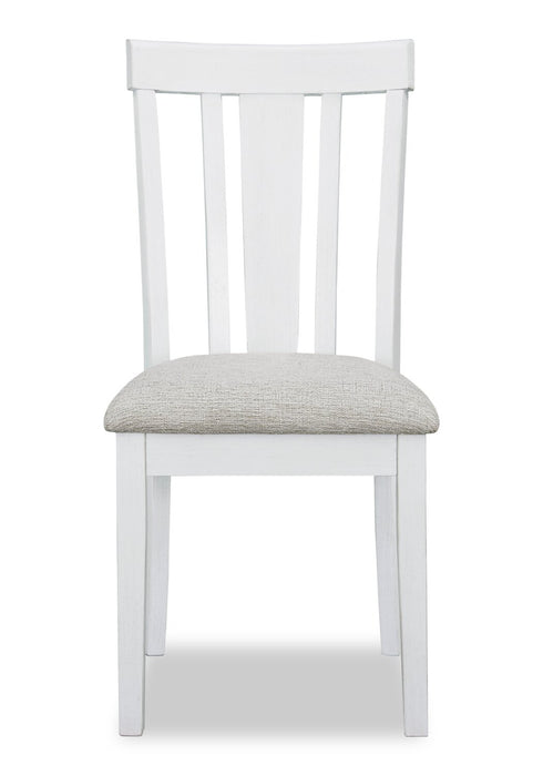 Chaise de salle à manger Brook en tissu de polyester - blanche et grise