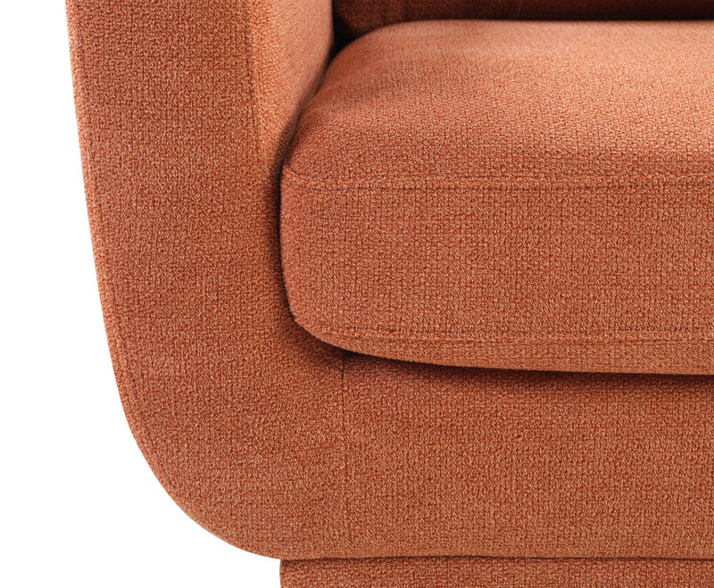 Fauteuil Cosmo de 34 po en tissu avec coussin de dossier capitonné - orangé