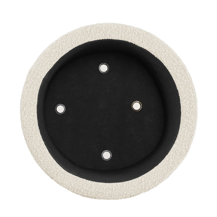 Pouf de rangement rond Ontario de 14,75 po en tissu - blanc