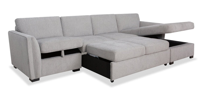 Sofa sectionnel de droite Vault 3 pièces avec causeuse-lit, fauteuil long de rangement et fauteuil de rangement - gris