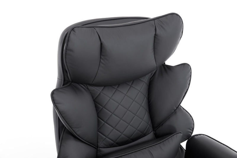 Chaise de bureau réglable Tommy de 28.7 po en similicuir avec repose-pieds et accoudoirs réglables - noire 