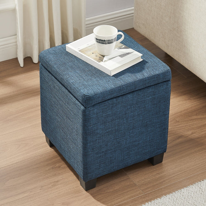 Pouf de rangement carré Ottawa de 14,75 po en tissu - bleu marine