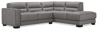  Sofa sectionnel de droite Citadel 2 pièces en cuir véritable de qualité supérieure avec pattes en bois - gris