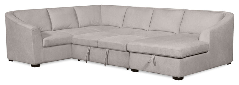 Sofa-lit sectionnel de droite Envy 3 pièces en tissu de chenille avec fauteuil long de rangement - gris brouillard