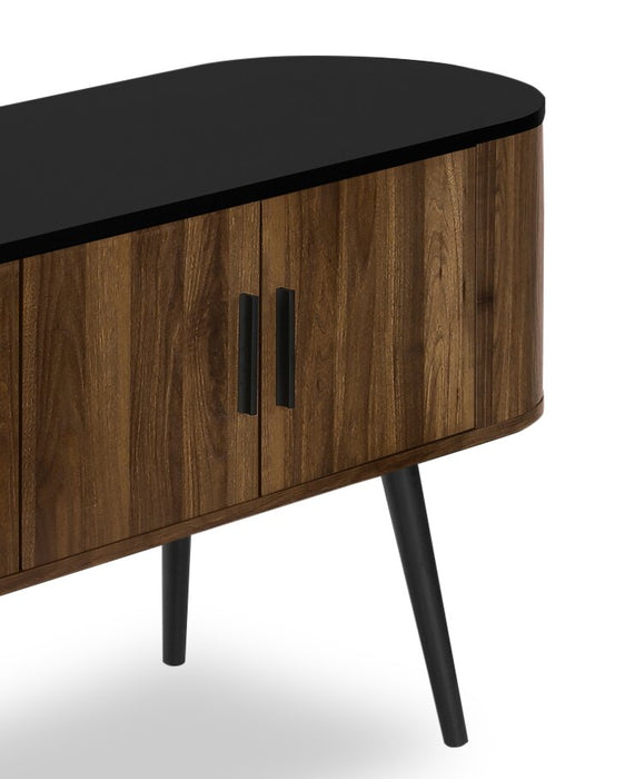 Meuble pour téléviseur rustique Elle de 72 po avec rangement et système de gestion des câbles pour téléviseurs jusqu’à 80 po - brun foncé et noir