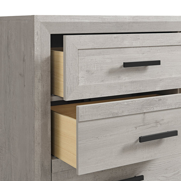 Commode verticale de chambre à coucher Lark de 35 po (L) x 47 po (H) à 5 tiroirs - blanc rustique