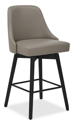 Tabouret Nash de hauteur comptoir en tissu de cuir végétalien et en métal avec siège pivotant - taupe