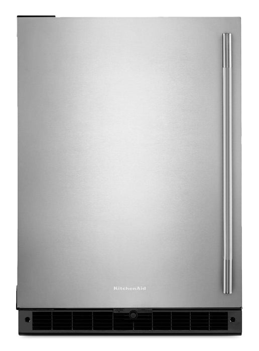 Réfrigérateur KitchenAid de 24 po sous le comptoir à panneau personnalisable - noir et acier inoxydable - KURL124SSB
