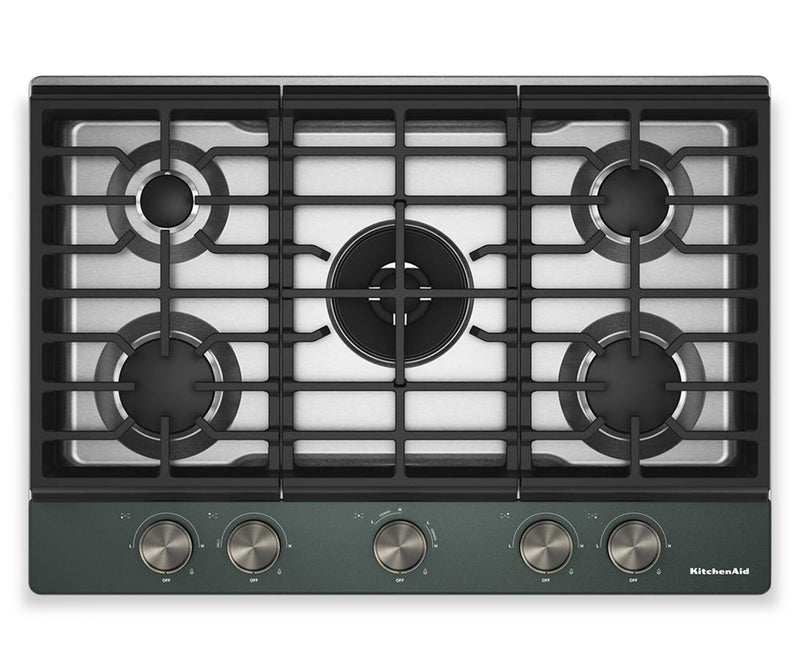 Surface de cuisson KitchenAid au gaz sur métal avec fini CookShield - minerai noir - KCGK730SJP