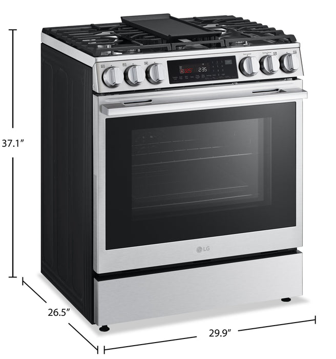 Cuisinière intelligente à gaz encastrée LG de 6,3 pi3 avec friture à air- acier inoxydable résistant aux traces de doigts - LSGL6335X