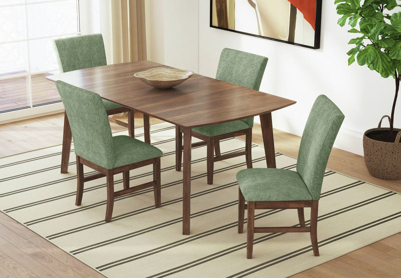 Chaise de salle à manger Rain avec siège et dossier rembourrés en tissu - verte