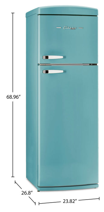 Réfrigérateur Classic Rétro d’Unique de 24 po et de 11 pi3 à congélateur supérieur - turquoise brume marine - UNQ-310L T TM