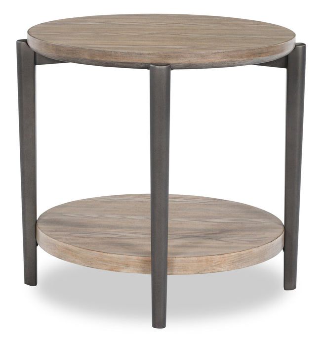 Table de bout ronde moderne Lloyd de 27 po avec tablette - gris-brun