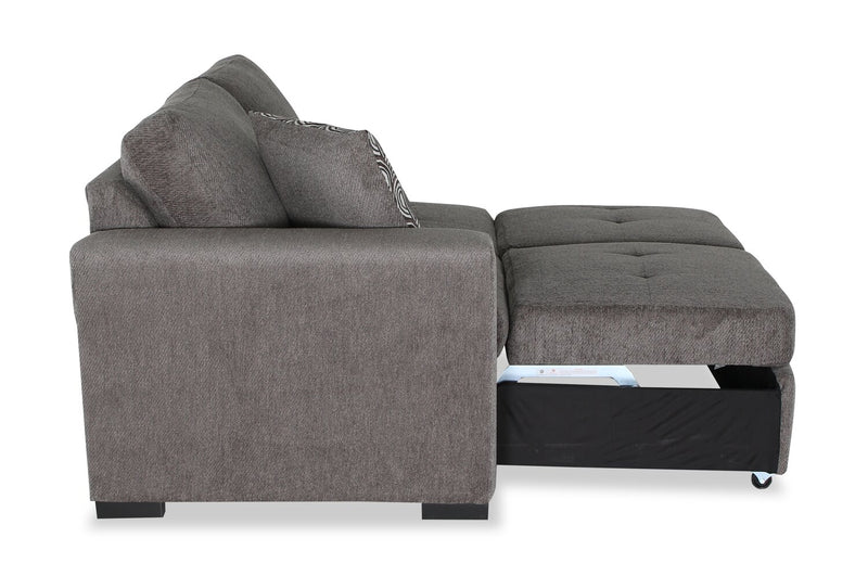 Sofa-lit sectionnel enveloppant de droite Legend 2 pièces fabriqué au Canada en tissu de chenille - brun étain