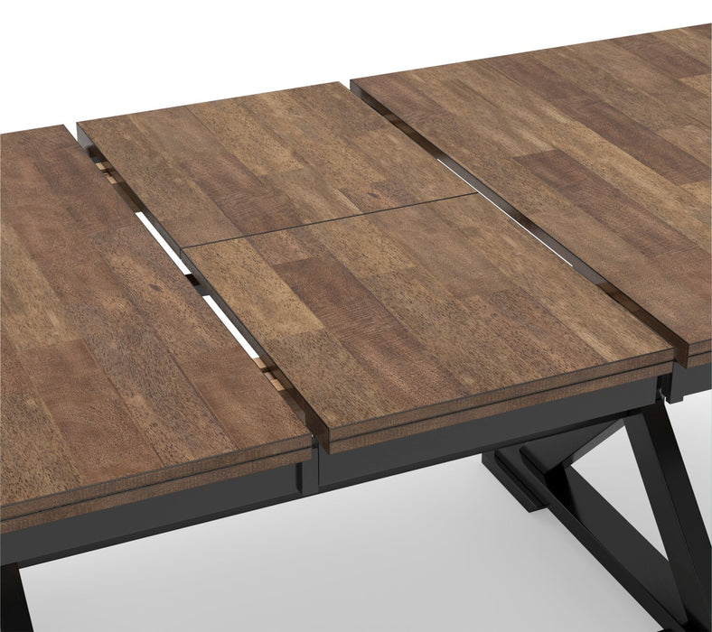 Table de salle à manger Raven de 60 po à 78 po (L) avec rallonge papillon se rangeant sous la table - deux teintes, noir et brun 