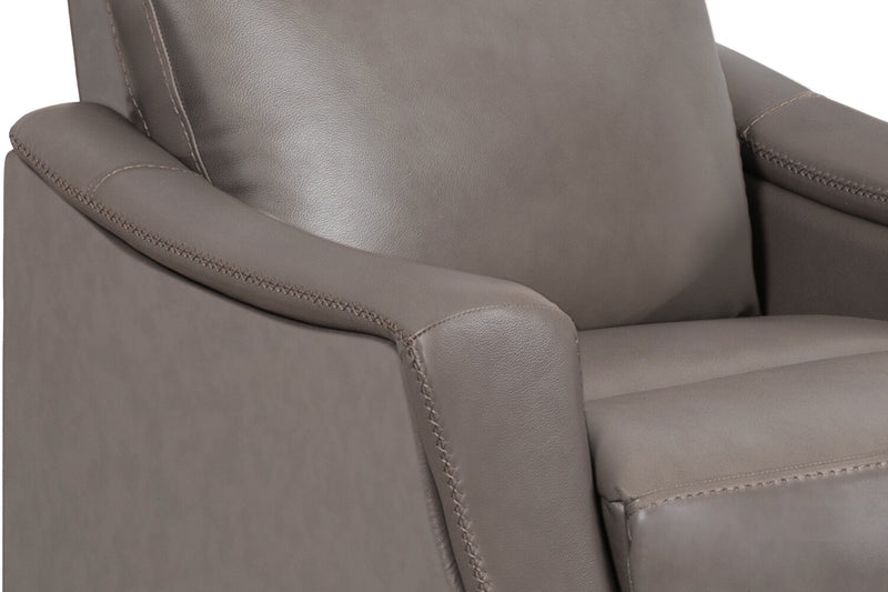 Fauteuil à inclinaison par poussée Natalie de 32,5 po en cuir véritable de qualité supérieure avec pattes en bois - gris