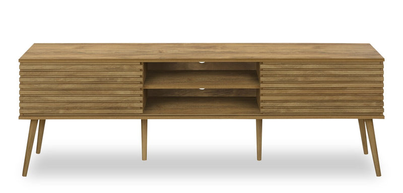 Meuble pour téléviseur rustique Gemma de 72 po avec rangement et système de gestion des câbles pour téléviseurs jusqu’à 80 po - brun