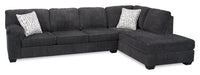  Sofa-lit sectionnel de droite Morgan 2 pièces fabriqué au Canada en tissu de chenille avec coussins décoratifs - gris