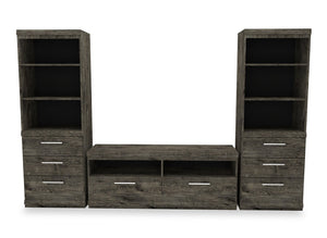 Meuble audio-vidéo Camden 3 pièces de 102.7 po avec rangement et système de gestion des câbles pour téléviseurs jusqu’à 55 po - chêne albâtre