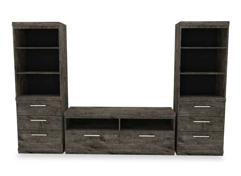 Meuble audio-vidéo Camden 3 pièces de 102.7 po avec rangement et système de gestion des câbles pour téléviseurs jusqu’à 55 po - chêne albâtre