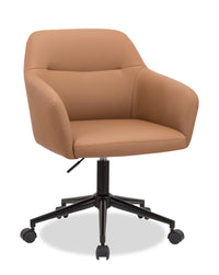 Chaise de bureau pivotante Stevie de 23 po d’apparence cuir à hauteur réglable - brun foncé