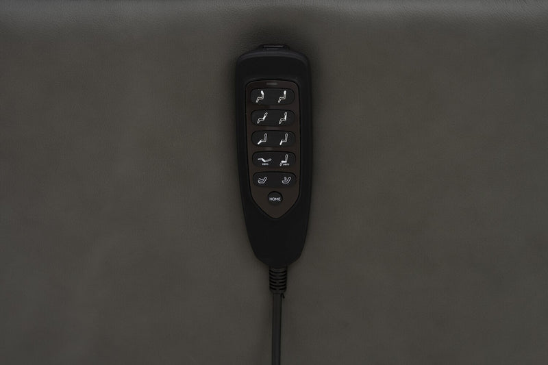 Fauteuil de massage à inclinaison électrique Serene de 31 po en cuir véritable avec appuie-tête électrique et siège chauffant - gris