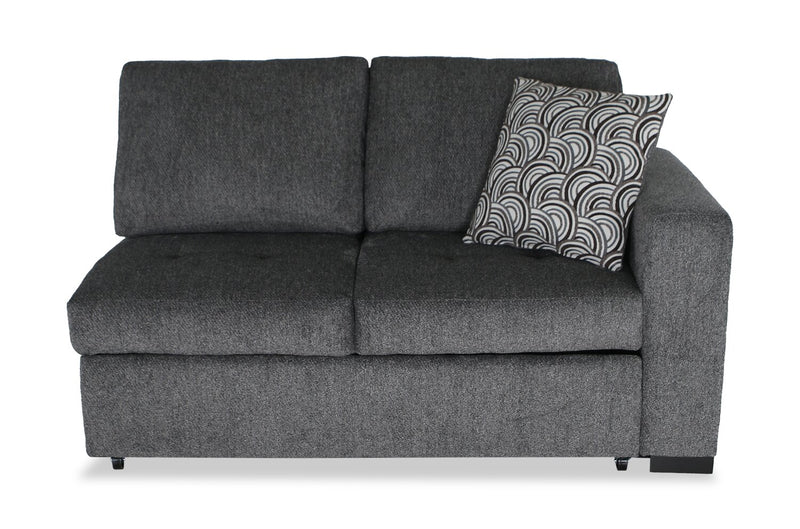Sofa-lit sectionnel enveloppant de gauche Legend 2 pièces fabriqué au Canada en tissu de chenille - gris poivre