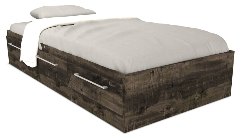 Lit matelot Riley avec 3 tiroirs de rangement pour enfants, fabriqué au Canada, gris - format lit simple