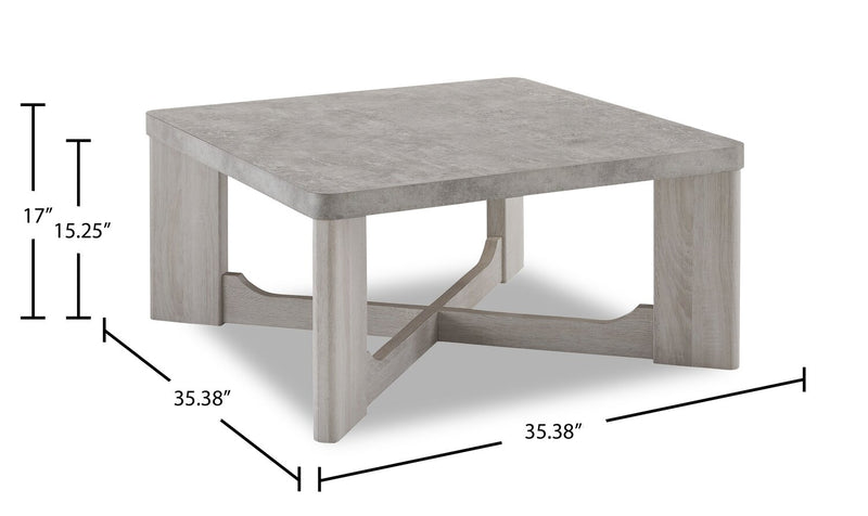 Ensemble de 3 tables modernes Cecily de 35,5 po, table à café et 2 tables de bout - blanc