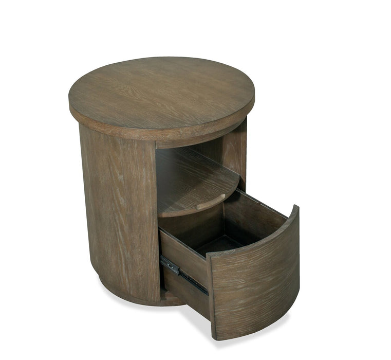 Table de bout moderne ronde Eldon de 22 po en bois massif avec rangement - marsouin