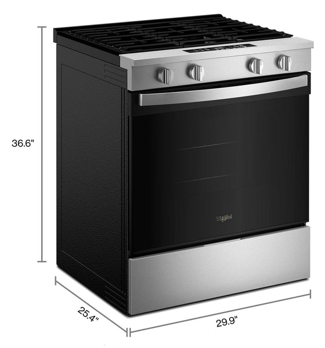 Cuisinière à gaz intelligente Whirlpool de 30 po, 5 pi³ – acier inoxydable – WSGS3330TS