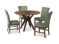 Ensemble de salle à manger Rain 5 pièces avec table ronde de 45 po (L) et 4 chaises vertes - vert et brun