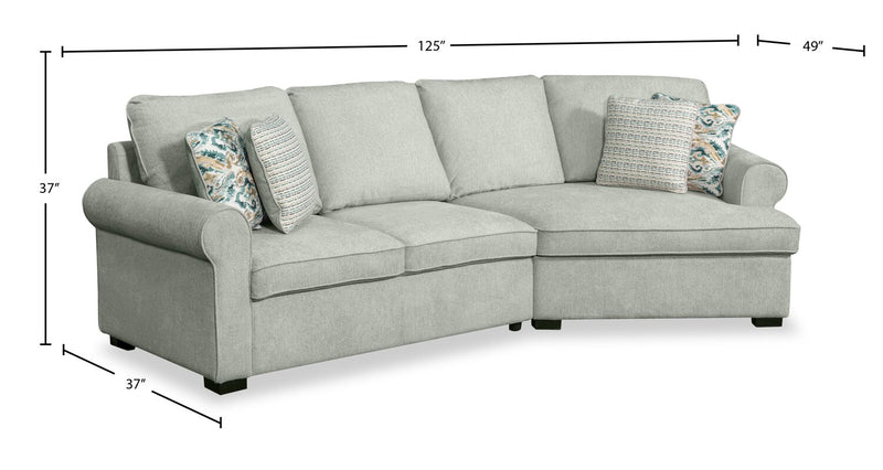 Sofa sectionnel enveloppant de droite Haven de Scott Living 2 pièces en tissu de chenille - bleu écume de mer