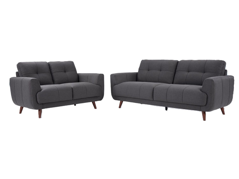 Sofa Brook de 84 po en tissu avec coussins capitonnés - anthracite 