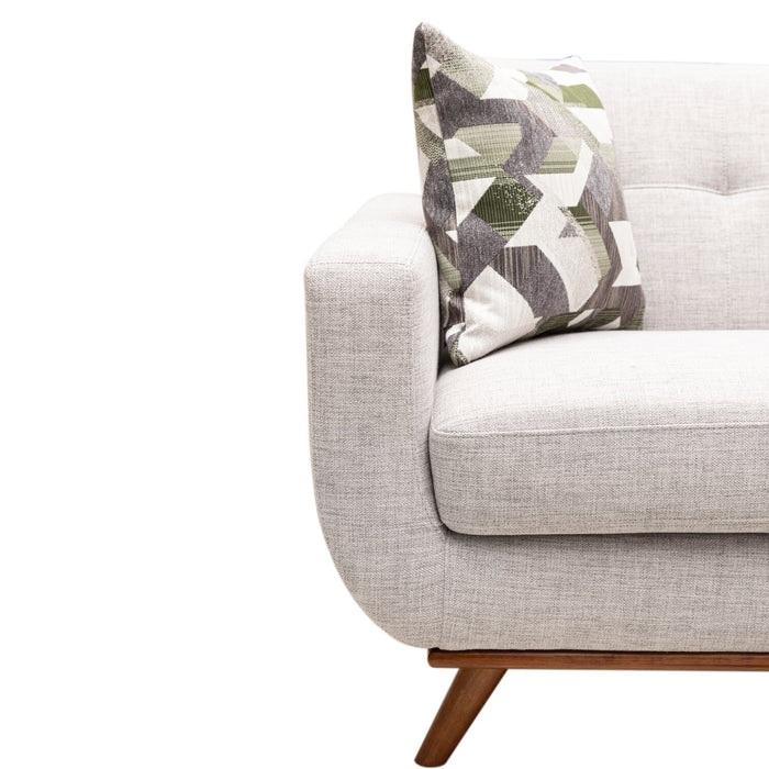 Sofa Freeman de Kort & Co. de 80 po de format condo en tissu d’apparence lin avec base et pattes en bois - blanc colombe