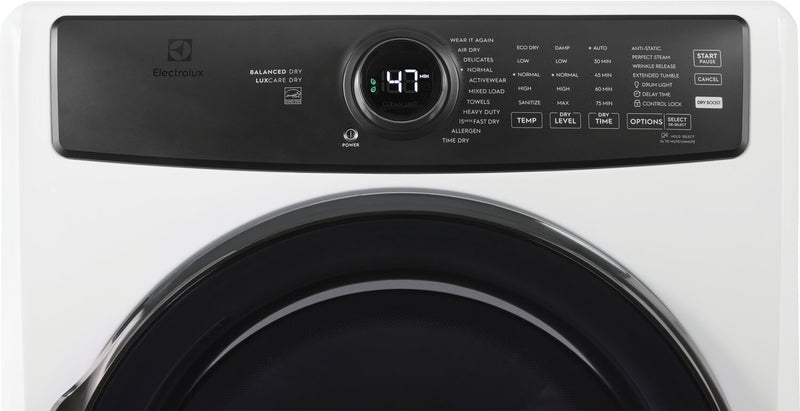 Sécheuse électrique Perfect SteamMC Electrolux de 8 pi3 avec système de séchage LuxCareMD Dry et rafraîchissement instantané - ELFE773CAW
