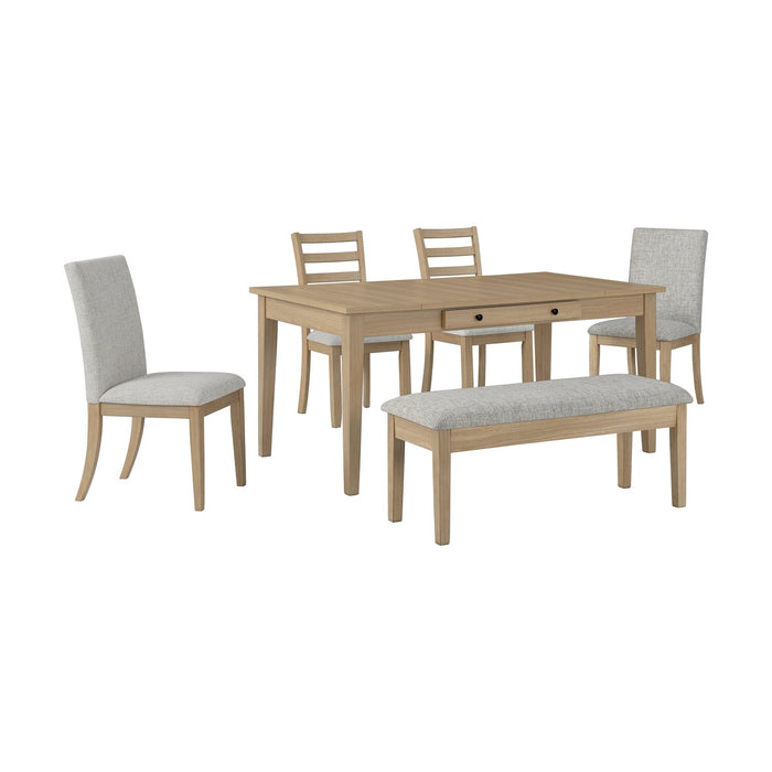 Table salle à manger Cove de 66 po (L) en mélamine avec tiroirs de rangement - naturelle et grise