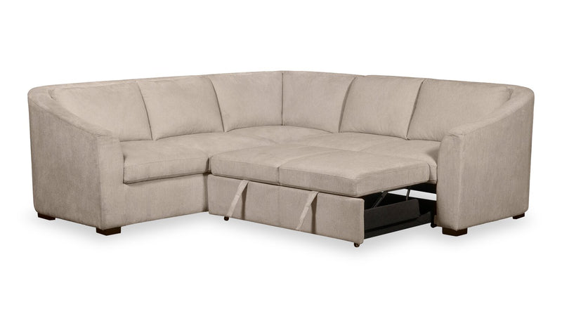 Sofa-lit sectionnel de droite Envy 2 pièces en tissu de chenille - beige amande