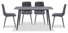 Ensemble de salle à manger Arlo 5 pièces en pierre frittée et métal avec table de 55 po (L) et 4 chaises anthracites - anthracite, gris et noir