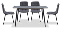 Ensemble de salle à manger Arlo 5 pièces en pierre frittée et métal avec table de 55 po (L) et 4 chaises anthracites - anthracite, gris et noir