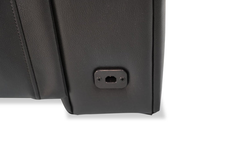 Sofa de massage à inclinaison électrique Elite de 86 po en cuir véritable avec appuie-têtes électriques et accoudoirs de rangement - noir