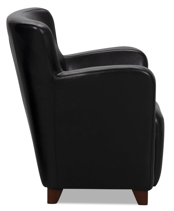 Fauteuil d’appoint Zello de 29,92 po en similicuir avec pattes en bois - noir