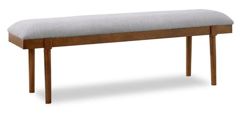 Ensemble de salle à manger Ember 6 pièces avec table de 74 po à 92 po (L), banc et 4 chaises - gris et brun