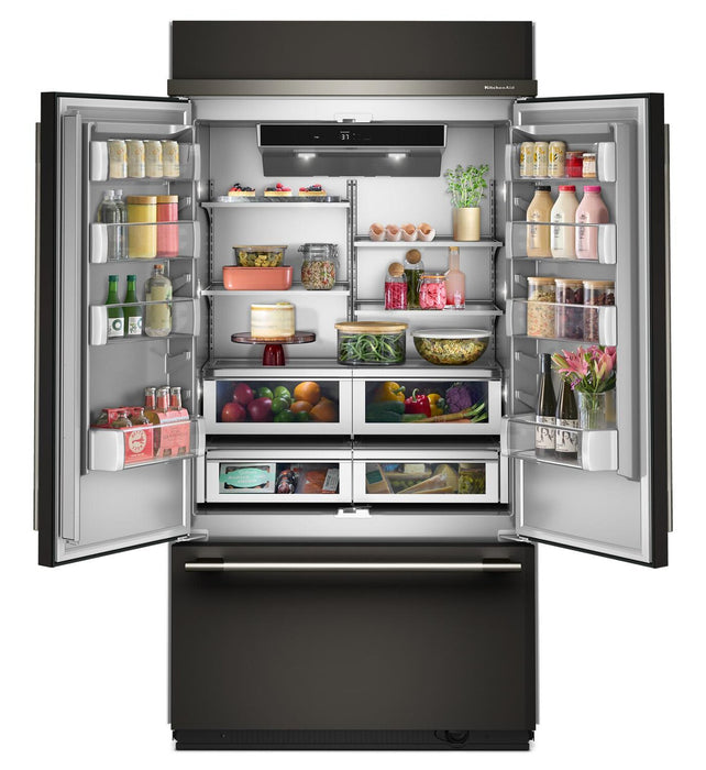 Réfrigérateur KitchenAid de 24,2 pi³ et de 42 po à portes françaises à congélateur inférieur - minerai noir - KBFN542SBE