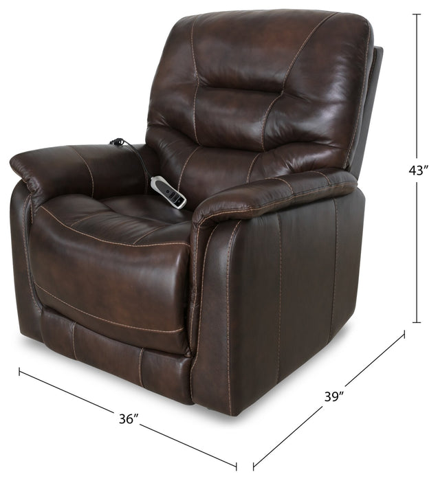 Fauteuil basculeur à inclinaison électrique à 3 positions Parker de 36 po en cuir véritable - brun