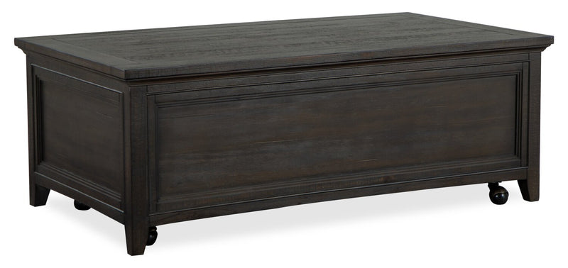 Table à café traditionnelle Hanson de 50 po en pin avec dessus relevable - graphite