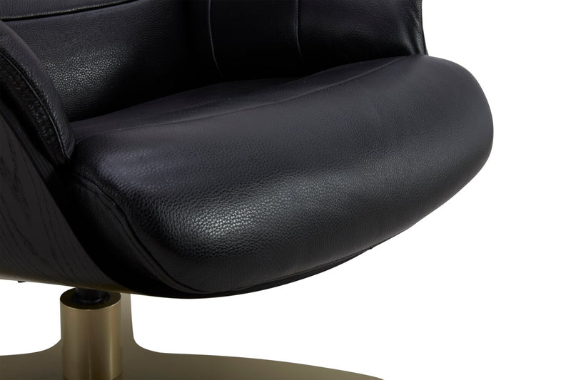 Fauteuil pivotant inclinable Halo en cuir véritable de qualité supérieure avec repose-pieds 